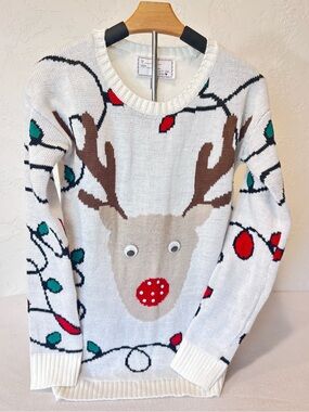 With Love Derek Reindeer Christmas Sweater Medium